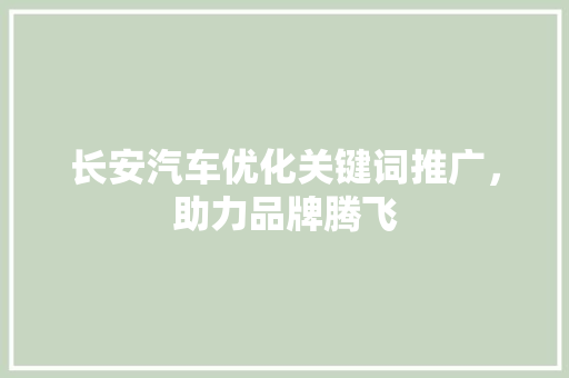长安汽车优化关键词推广，助力品牌腾飞