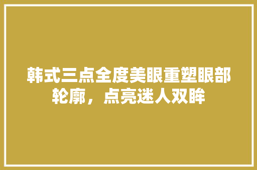 韩式三点全度美眼重塑眼部轮廓，点亮迷人双眸 AI技术学习