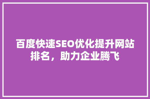 百度快速SEO优化提升网站排名，助力企业腾飞