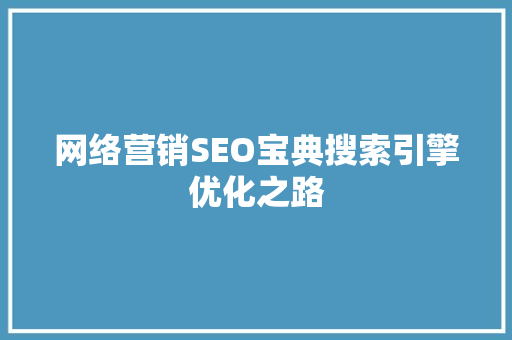 网络营销SEO宝典搜索引擎优化之路
