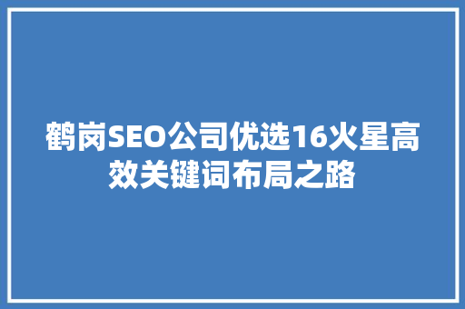 鹤岗SEO公司优选16火星高效关键词布局之路