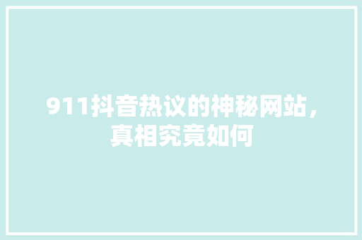 911抖音热议的神秘网站，真相究竟如何