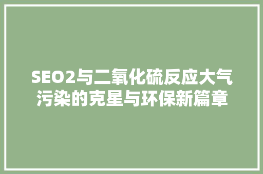 SEO2与二氧化硫反应大气污染的克星与环保新篇章