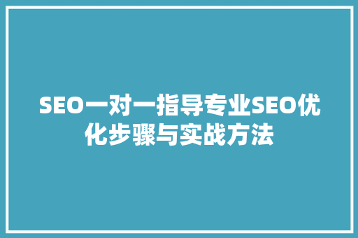 SEO一对一指导专业SEO优化步骤与实战方法 头条优化