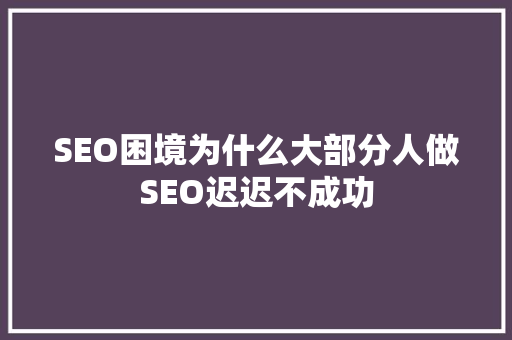 SEO困境为什么大部分人做SEO迟迟不成功 英文谷歌算法