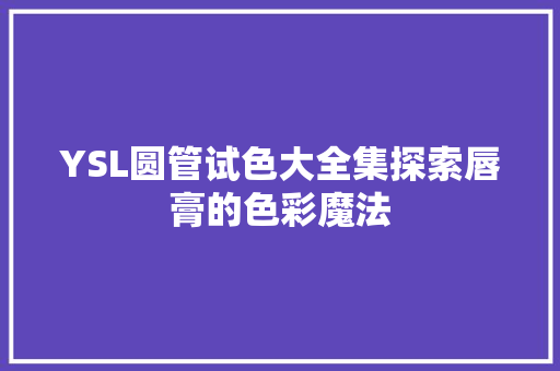 YSL圆管试色大全集探索唇膏的色彩魔法