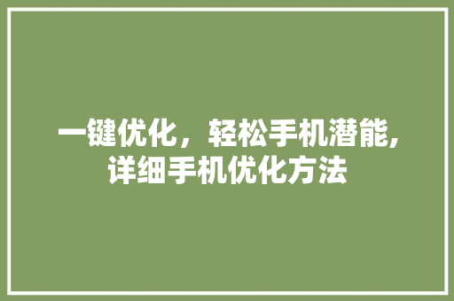 一键优化，轻松手机潜能,详细手机优化方法 搜狗优化