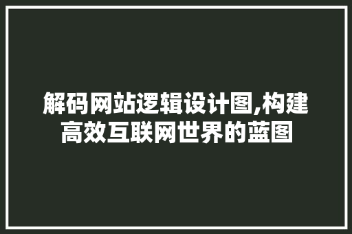 解码网站逻辑设计图,构建高效互联网世界的蓝图 解码网站逻辑设计图,构建高效互联网世界的蓝图 网站开发