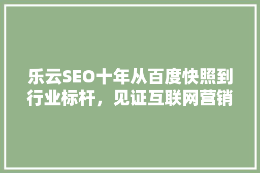 乐云SEO十年从百度快照到行业标杆，见证互联网营销的蜕变