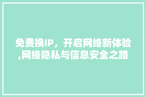 免费换IP，开启网络新体验,网络隐私与信息安全之路