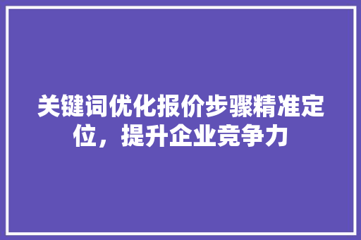 关键词优化报价步骤精准定位，提升企业竞争力