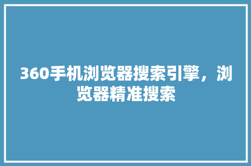 360手机浏览器搜索引擎，浏览器精准搜索 网站开发