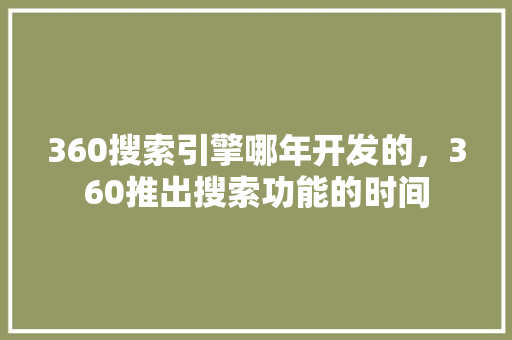 360搜索引擎哪年开发的，360推出搜索功能的时间