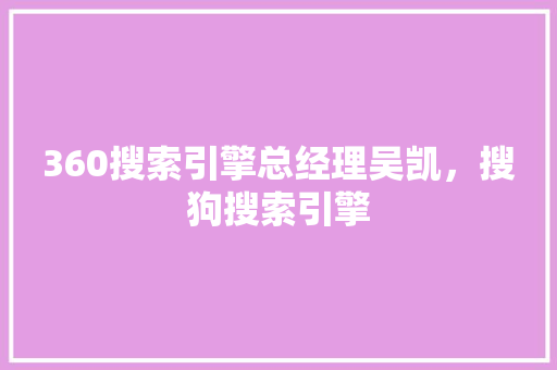 360搜索引擎总经理吴凯，搜狗搜索引擎 搜狗优化