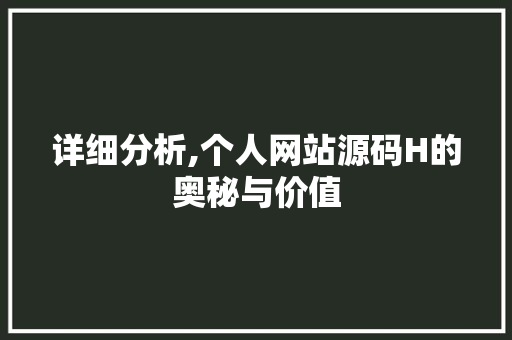 详细分析,个人网站源码H的奥秘与价值 详细分析,个人网站源码H的奥秘与价值 网站优化