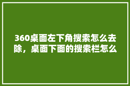 360桌面左下角搜索怎么去除，桌面下面的搜索栏怎么去掉