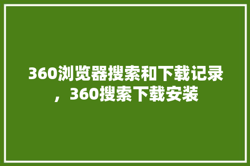 360浏览器搜索和下载记录，360搜索下载安装