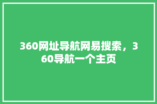 360网址导航网易搜索，360导航一个主页