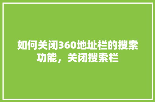 如何关闭360地址栏的搜索功能，关闭搜索栏 网站优化