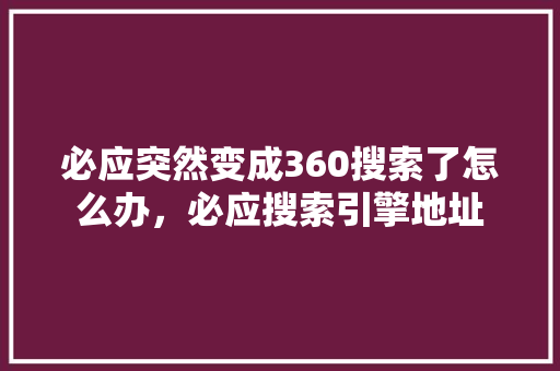 必应突然变成360搜索了怎么办，必应搜索引擎地址
