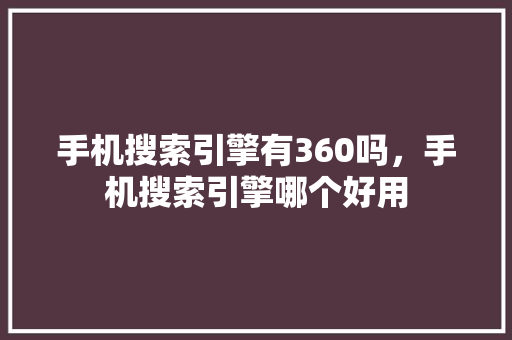 手机搜索引擎有360吗，手机搜索引擎哪个好用
