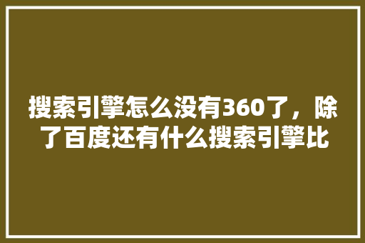 搜索引擎怎么没有360了，除了百度还有什么搜索引擎比较好