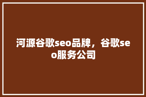 河源谷歌seo品牌，谷歌seo服务公司