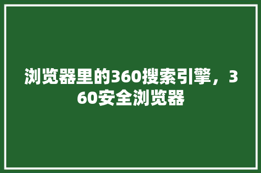 浏览器里的360搜索引擎，360安全浏览器