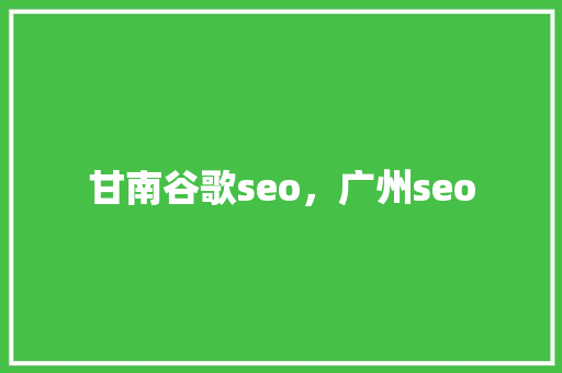 甘南谷歌seo，广州seo