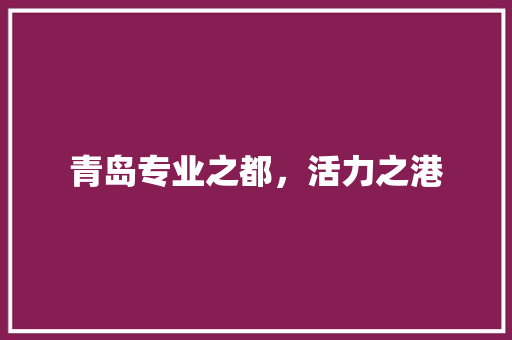 青岛专业之都，活力之港