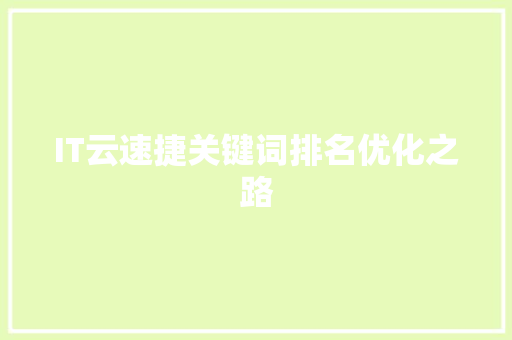 IT云速捷关键词排名优化之路