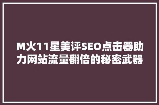 M火11星美评SEO点击器助力网站流量翻倍的秘密武器 seo技术
