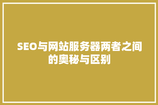 SEO与网站服务器两者之间的奥秘与区别 头条优化