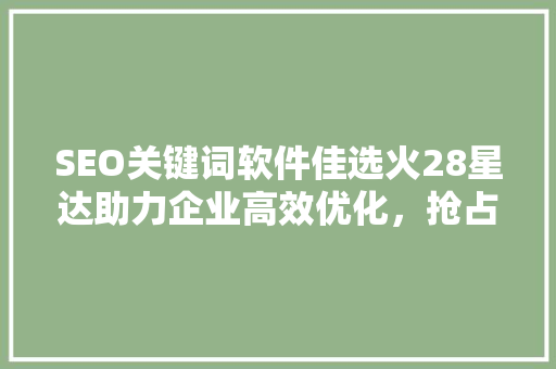 SEO关键词软件佳选火28星达助力企业高效优化，抢占搜索引擎排名制高点 AI技术学习