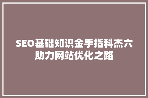 SEO基础知识金手指科杰六助力网站优化之路