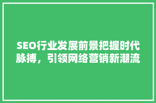 SEO行业发展前景把握时代脉搏，引领网络营销新潮流