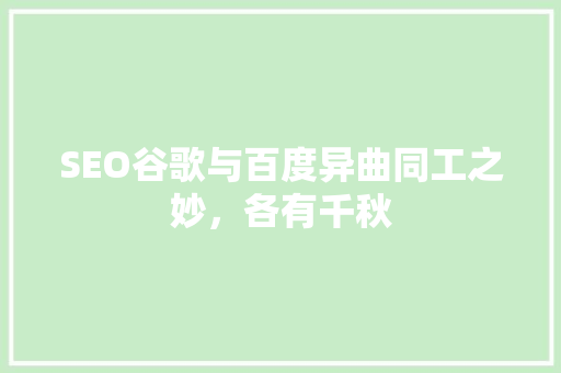 SEO谷歌与百度异曲同工之妙，各有千秋