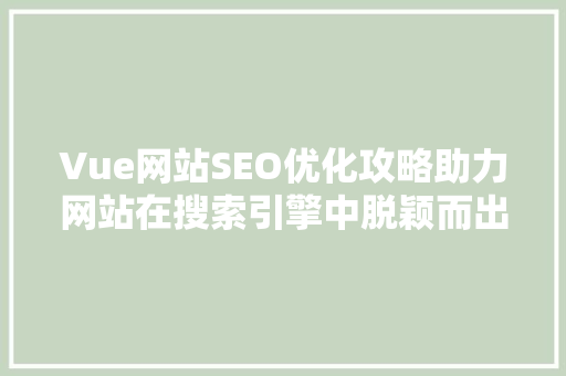 Vue网站SEO优化攻略助力网站在搜索引擎中脱颖而出 头条优化