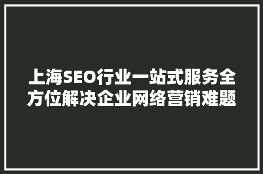 上海SEO行业一站式服务全方位解决企业网络营销难题 百度算法