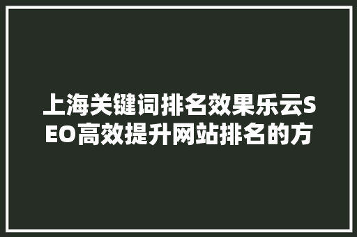 上海关键词排名效果乐云SEO高效提升网站排名的方法