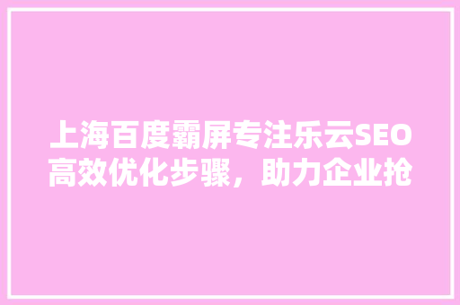 上海百度霸屏专注乐云SEO高效优化步骤，助力企业抢占市场先机