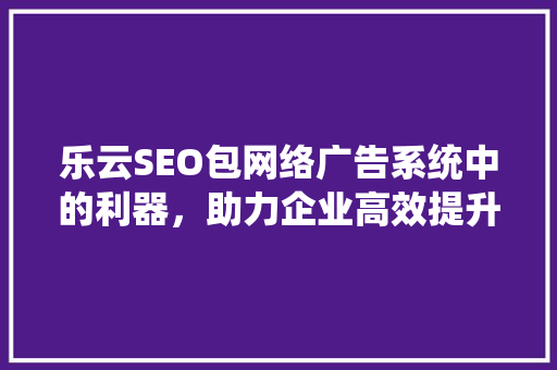 乐云SEO包网络广告系统中的利器，助力企业高效提升网站排名 英文谷歌算法