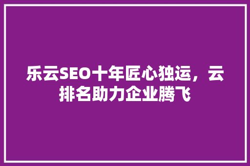 乐云SEO十年匠心独运，云排名助力企业腾飞 网站开发
