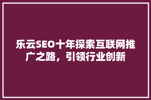 乐云SEO十年探索互联网推广之路，引领行业创新 360搜优化