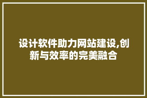 设计软件助力网站建设,创新与效率的完美融合