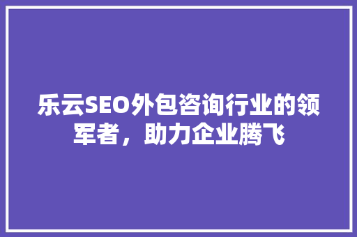 乐云SEO外包咨询行业的领军者，助力企业腾飞 头条优化