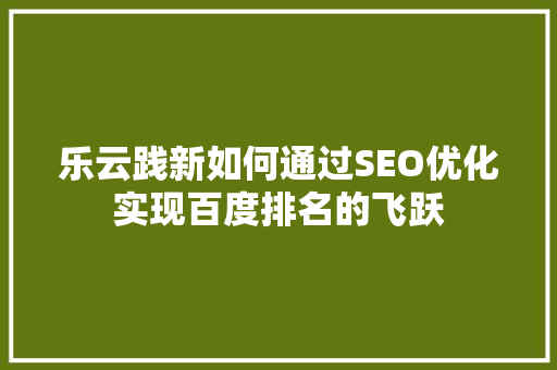 乐云践新如何通过SEO优化实现百度排名的飞跃 英文谷歌算法