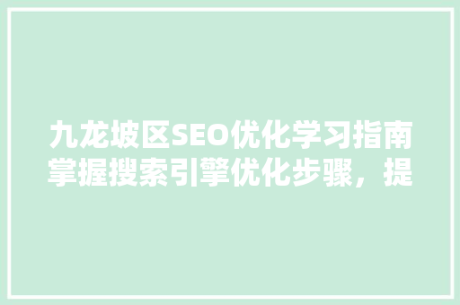 九龙坡区SEO优化学习指南掌握搜索引擎优化步骤，提升网站排名