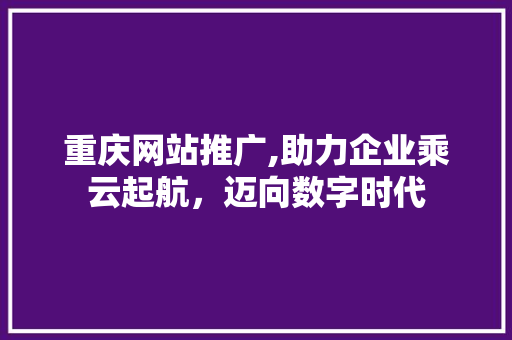 重庆网站推广,助力企业乘云起航，迈向数字时代