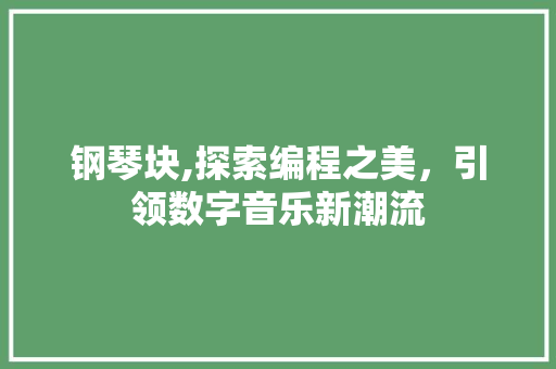 钢琴块,探索编程之美，引领数字音乐新潮流